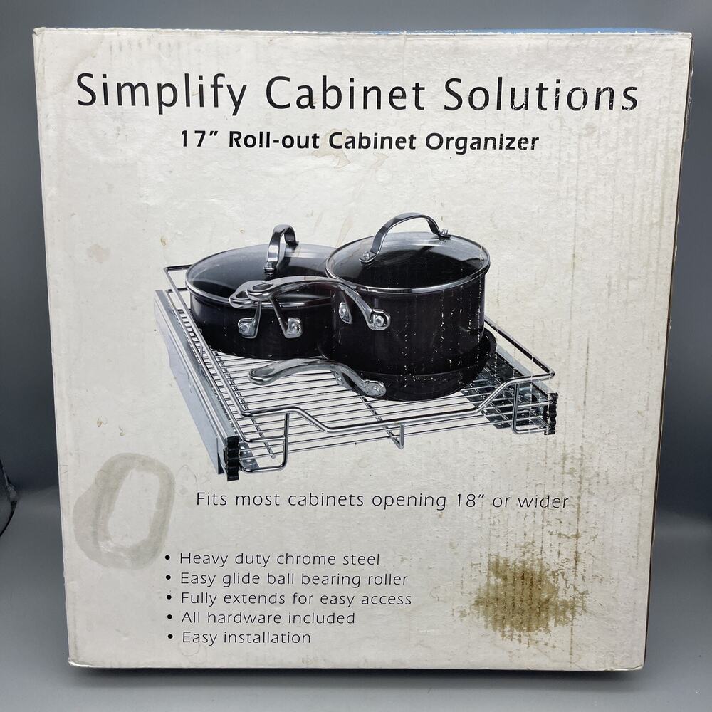 Pull Out Cabinet Organizer 17”Wide x 18” Deep x 2 3/8” High - Chrome